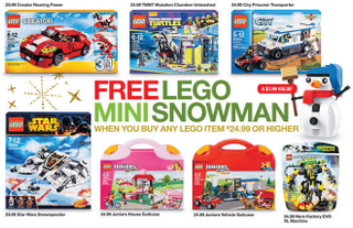 Illustration for article titled Deals: Free Lego snowman with purchase at Target